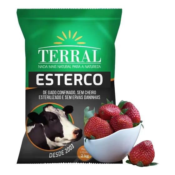 Adubo Natural Esterco Boi Kit 2 Sacos 3l Ideal Mudas Morango