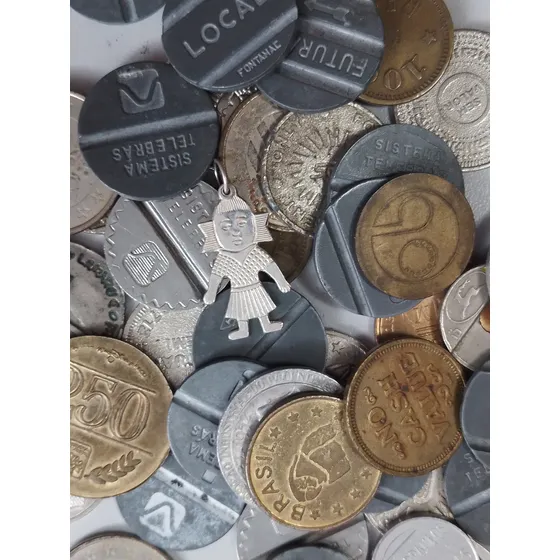 10 Fichas E Medalhas Diversas 1 De Prata Lote 3197
