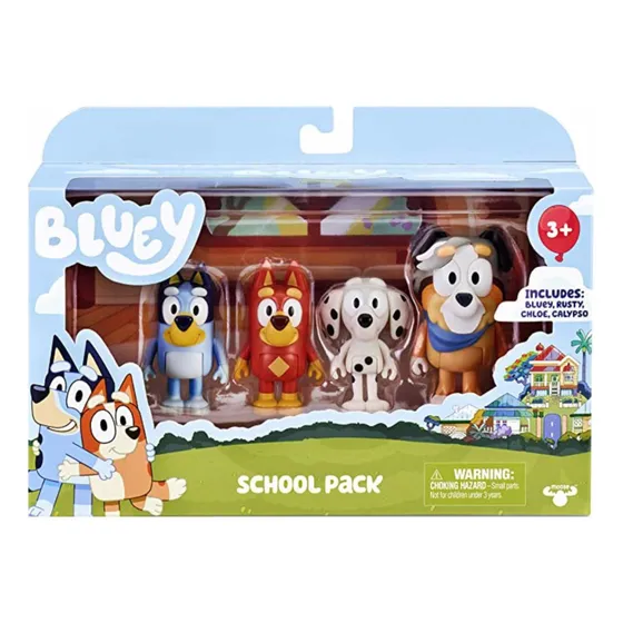 Bluey Play Set School Pack Figuras 4 Pzas Marca Moose