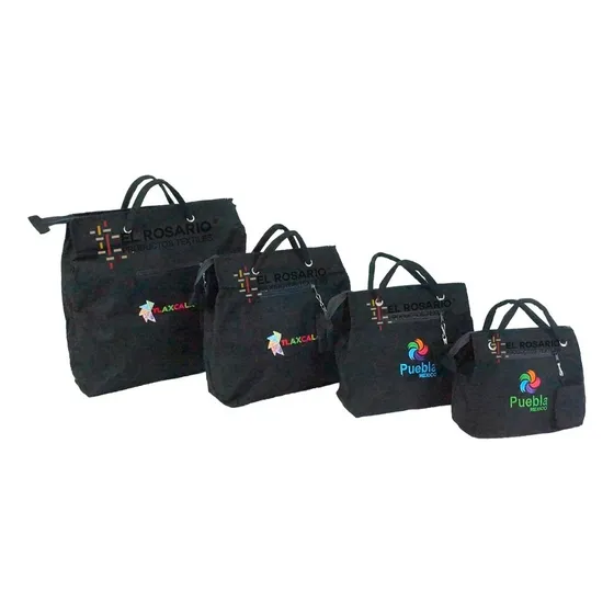 Bolsa Artesanal Con Bordado Personalizado Jumbo (10pack) Color Negro