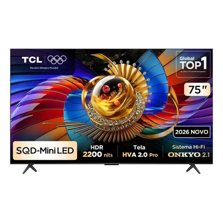 Tcl Top Premium 4k Sqd-mini Led Tv 75 Q7d Pro Google Tv, Até 100% Bt.2020, 144 Hz, E 2.000 Nits