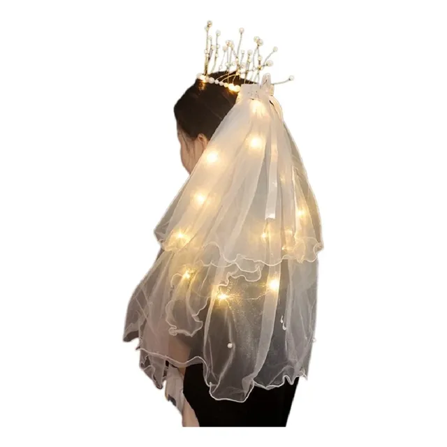 Velo Corona Novia Luces Led Luminoso Despedidas Solteras