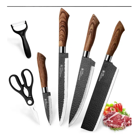 Set Kit Cuchillos Chef Cocina Cortes Carnes Acero Inoxidable