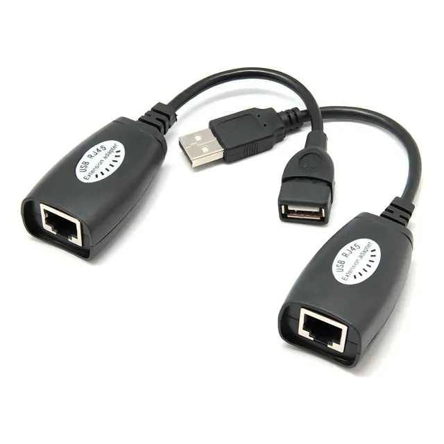 Extensor Usb Activo Alargue Hasta 50m Cable Red Utp Rj45 Color Negro