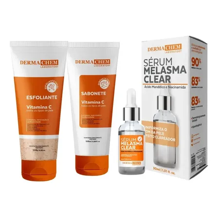 Kit Skin Care Vitamina C Clareador Anti Idade Dermachem 3un