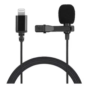 Micrófono Condensador Lavalier Solapa Lightning Para iPhone Color Negro