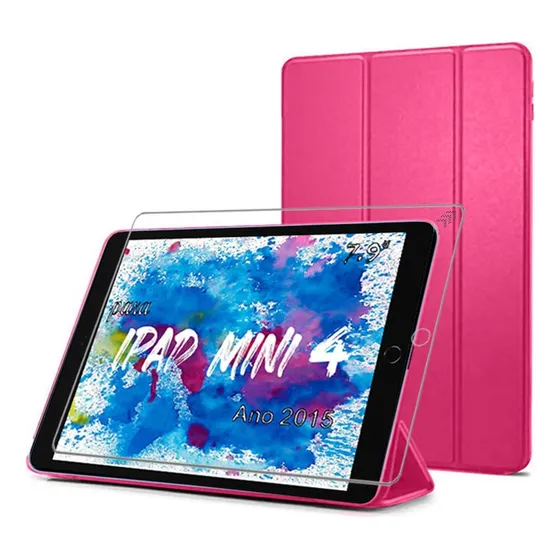 Capa Case Para iPad 4 Geração A1538 A1550 + Pelicula Cor Rosa Escuro