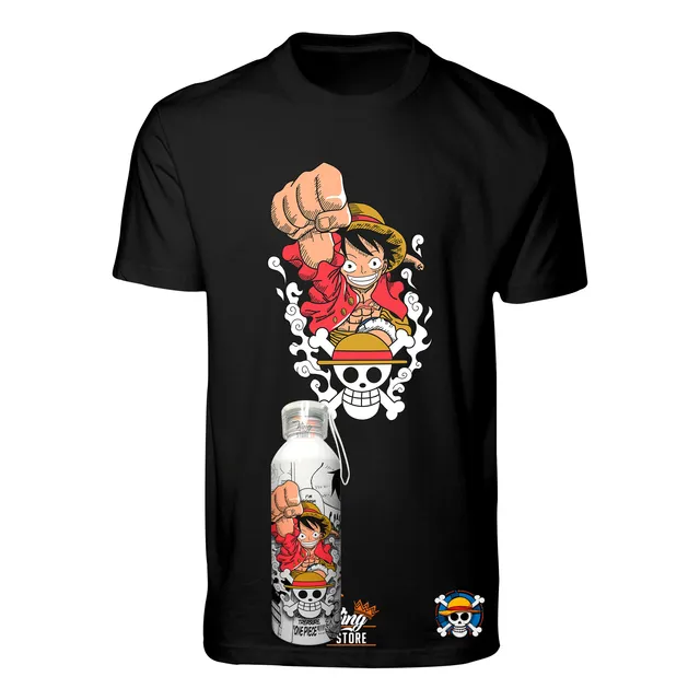 Polera + Botella, Luffy, One Piece, Skull, Anime, Xxxxl