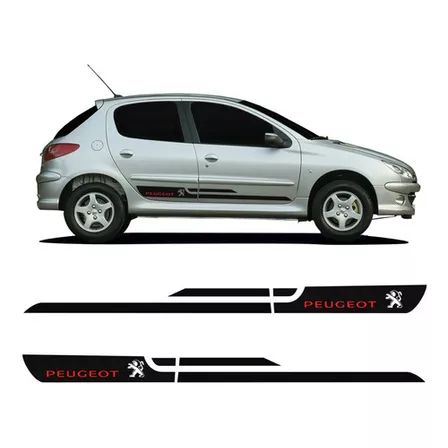 Faixa Peugeot 206 207 Adesivo Preto Lateral Sport Decorativo