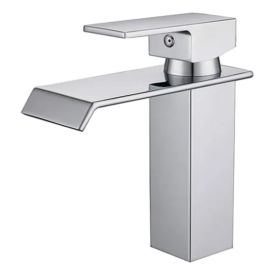 Llave De Lavamanos Mezcladora Tipo Cascada Acero Cromada