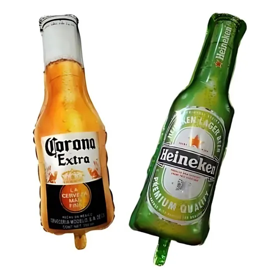 Combo 2 Globos Botella Corona Y Heineken Cerveza Grande 90cm