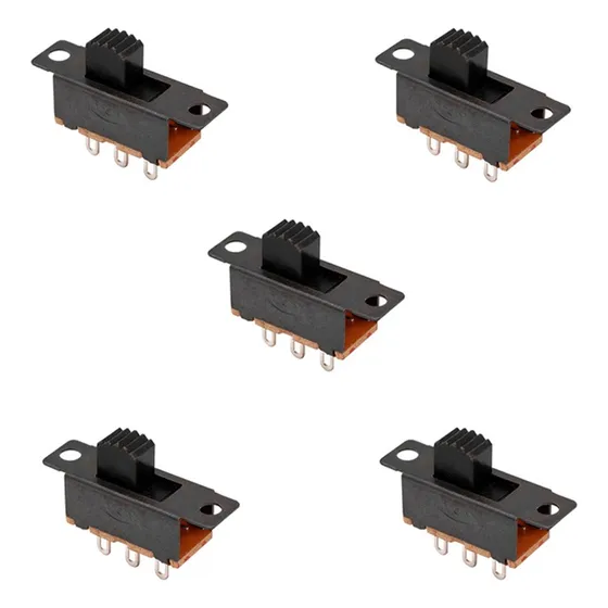 Mini Switch Palanca Deslizable 2 Polos 1 Tiro 6 Pines 5pz