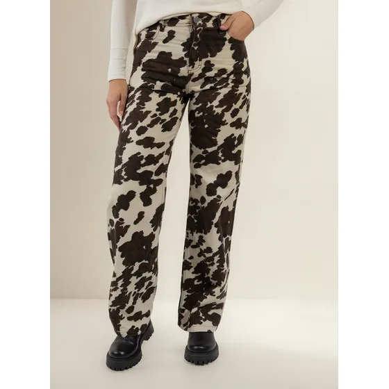 Jean Ancho Wide Leg Estampado Vaca Cow Talles