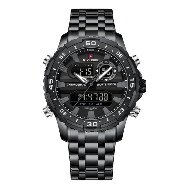 Reloj Naviforce Nf9234 B/gy/b Correa De Cadena Negro