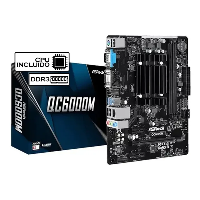 Combo Actualización Pc Mother ASRock QC6000M Con micro Quad-core Puerto Rs232