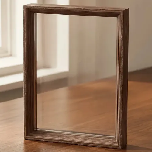 Density Board Rotating Photo Frame Stand With Love Charm Coffee
