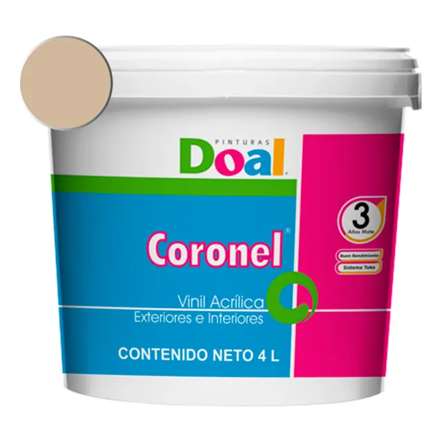 Galon Pintura Vinílica Lavable Doal Coronel Exteriores E Int Color Arena