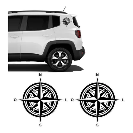 Adesivos Jeep Renegade Bússola Rosa Dos Ventos Lateral Preto