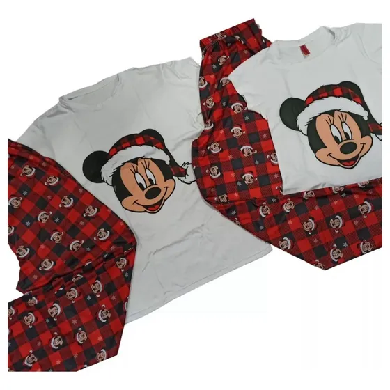Pijama Navidad Familiar Cuadros Mickey Y Minnie