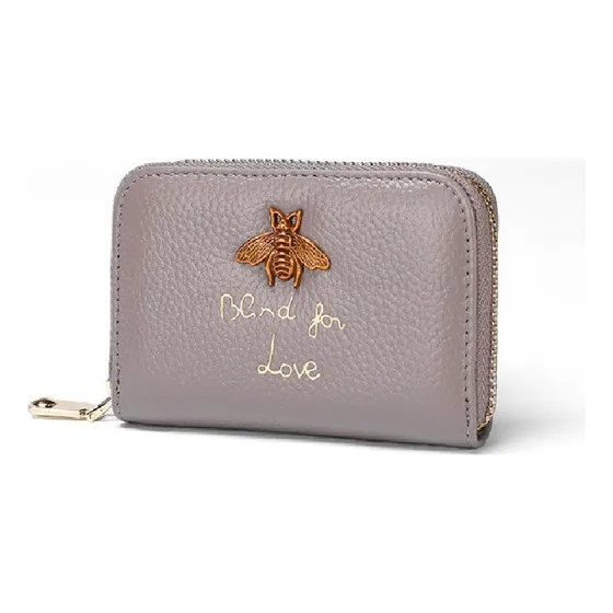 Siihenrry - Tarjetero De Cuero Vegano Mate Kb-0202-gr Gris Diseño De La Tela Liso