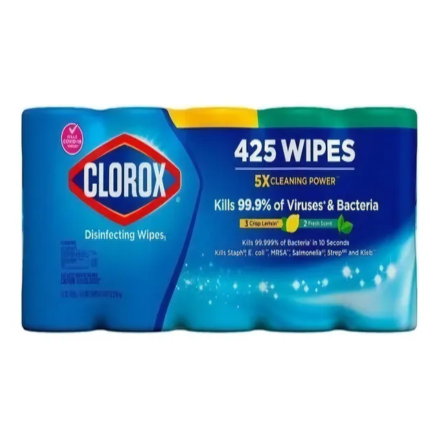 Toallitas Clorox Desinfectantes Mata 99.9% Virus Paq 5 Botes