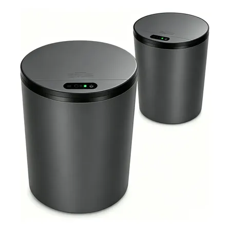 Lixeira Redonda Cinza Automática com Sensor 16L Inteligente para Banheiro e Cozinha