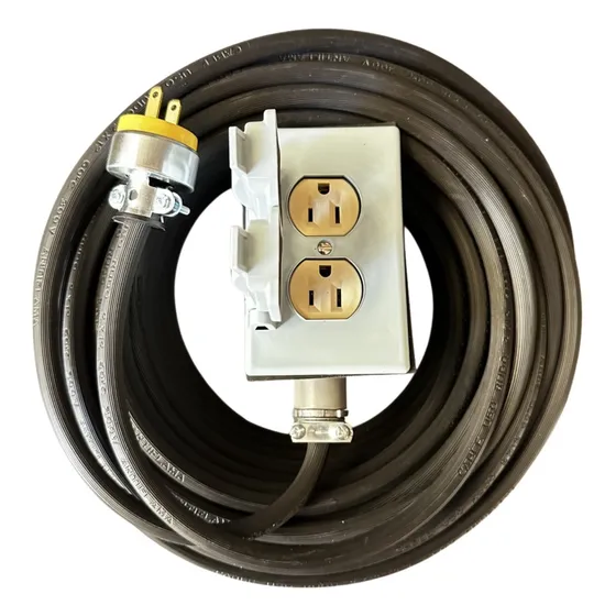 Extension Cable Uso Rudo 30 Metros Calibre 12 Contacto Doble Color Negro