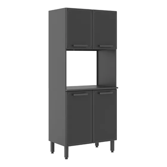 Despensa De Cocina En Acero 80cm 4 Puertas Con Meson Gris Color Gris Oscuro