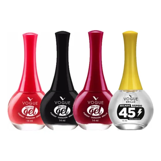Pack Vogue Esmalte Gel Energía + Voluntad + Secreto + Brillo