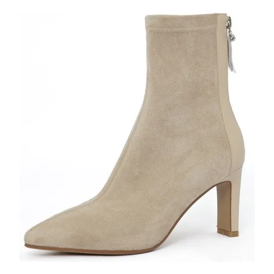 Botas Calcetín Punta Tacón Elástico Mujer [u]