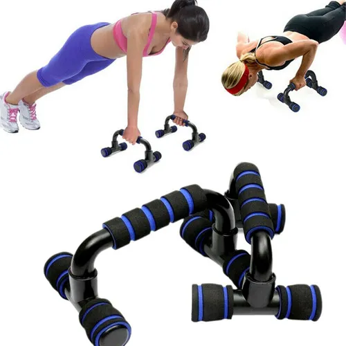 Par de soportes para flexión de brazos, tabla de entrenamiento, Lorben, color: negro/azul