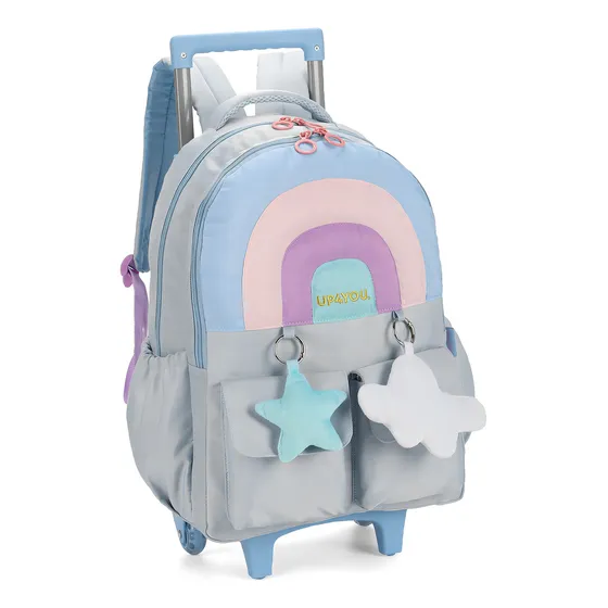 Mochila De Rodinhas E Costas Up4you Rainbow Ic39956up Luxcel Cor Azul
