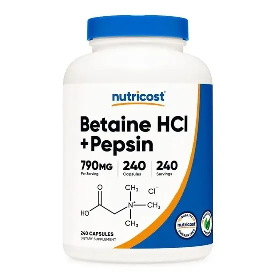 Suplemento en cápsula Nutricost Premium Vitaminas de Betaine HCL + Pepsin | Cuotas sin interés