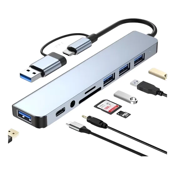 Adaptador 8 En 1 Usb C Hub Para Macbook Pro Air 4k