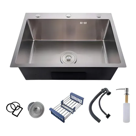 Cuba Pia Gourmet 60x45 Inox Escovado Quadrada C/ Acessórios Prateado