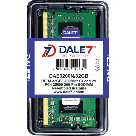 Memória Dale7 Ddr4  32gb 3200 Mhz Notebook Kit C/04