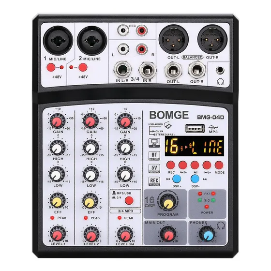 Bomge 16 Dsp Audio Mezclador De Sonido Con Bluetooth Usb, 48