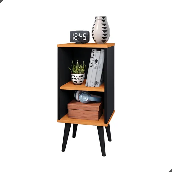 Mesa De Cabeceira Mudo Charme Retro Quarto Cama Casa Uau Acabamento Brilhante Cor Preto