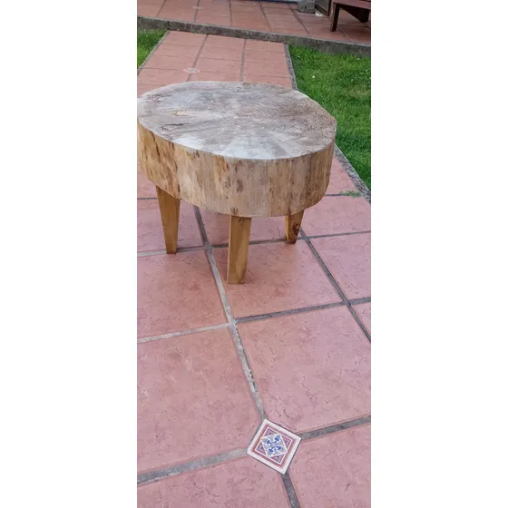 Mesa Rústica Ratona Tronco De Árbol Como Nueva