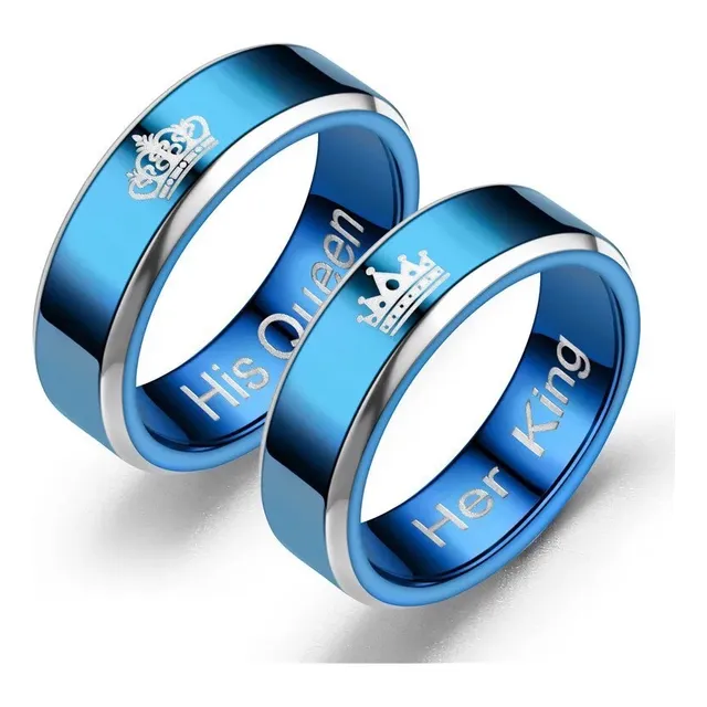 Anillos Para Parejas Compromiso Rey Reina Acero Inox Set X 2