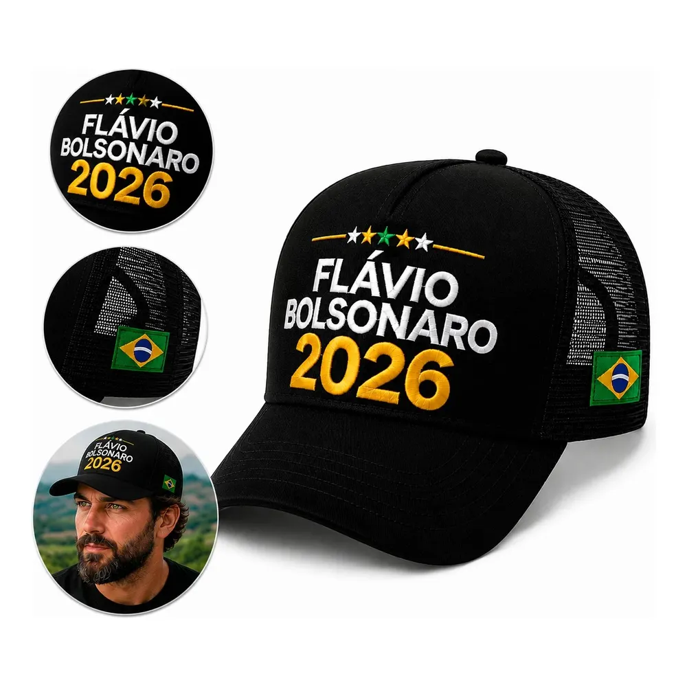 Bone Flavio Bolsonaro 2026 Presidente Redinha Premium Brasil Preto Un Frase — Oferta Verificada
