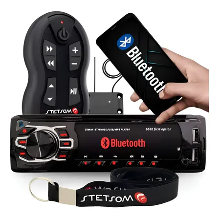 Aparelho Som Bluetooth Rádio Mp3 + Controle Longa Distância Preto