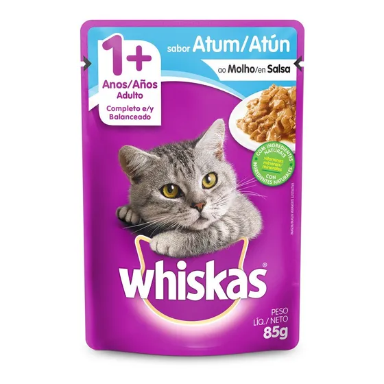Alimento Whiskas Adultos Whiskas Gatos para gato adulto todos los tamaños sabor atún en salsa de 85 g