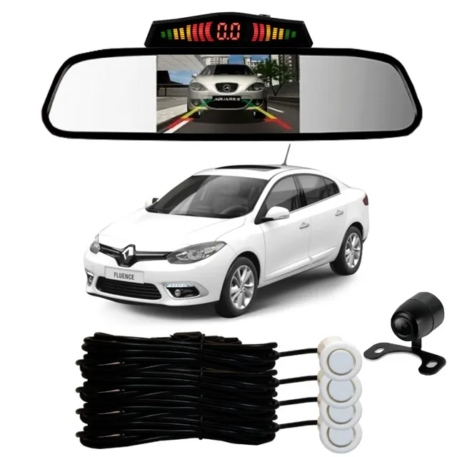Sensor De Ré + Espelho Camera Ré Renault Fluence Branco