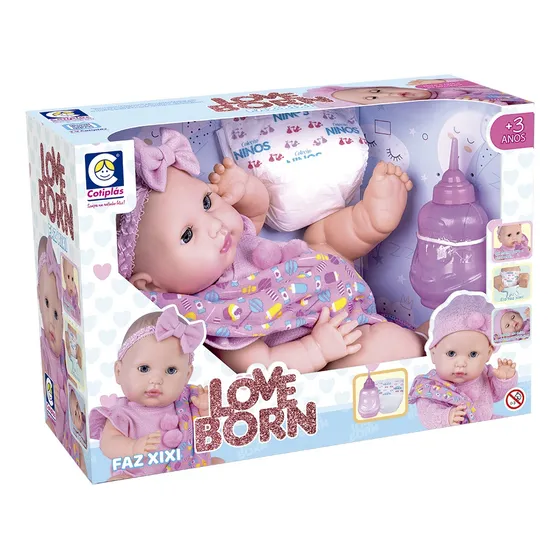 Boneca Love Born Naninha Faz Xixi C Touca Cotiplas