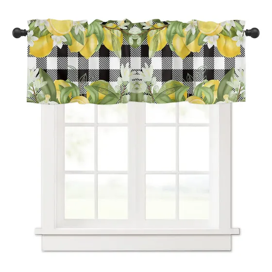 Cenefa Cocina Para Ventana Limon Verano Color Negro Blanco X