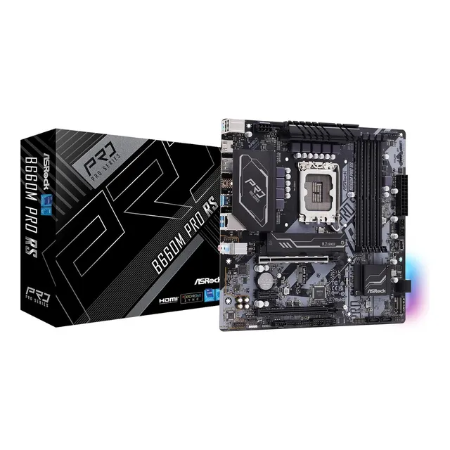 Board Asrock B660m Pro Rs Lga1700 Intel 12 Y 13 Ava Gen Ddr4 Color Negro