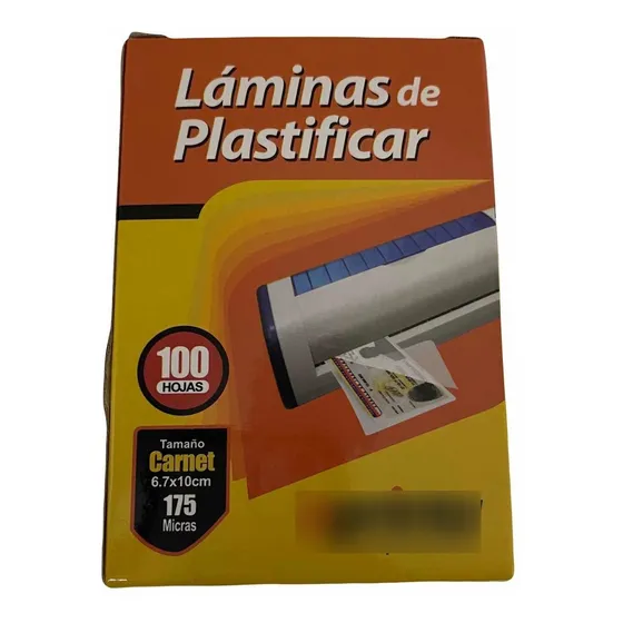 Laminas Para Plastificar Tamaño Carnet 175 Micras Paq X100 