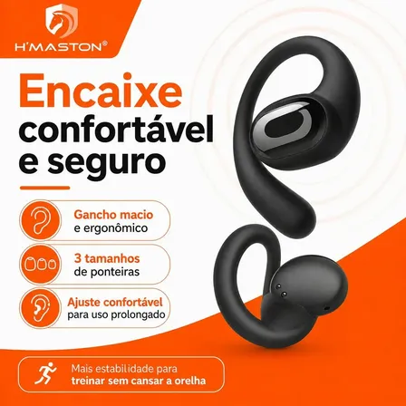 Fone de Ouvido Bluetooth Esportivo TWS 5.4 com Gancho Auricular, IPX5, Controle Touch, Di…