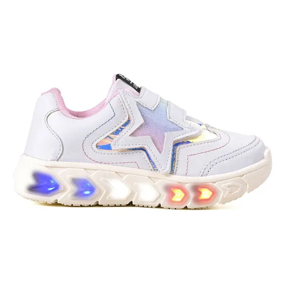 Tenis Infantil De Led Meninas Estrela Holografico Casual
